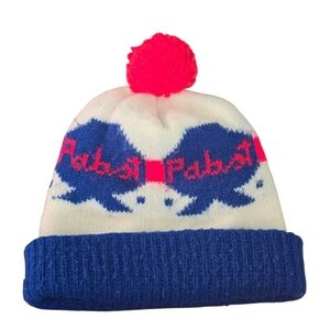 PBR Vintage Colorful Knit Beanie with Pom Pom Pabst Blue Ribbon M